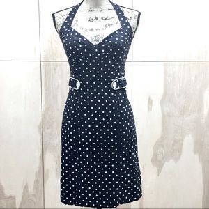XOXO Ebony & Ivory Classy Polkadot Halter Dress